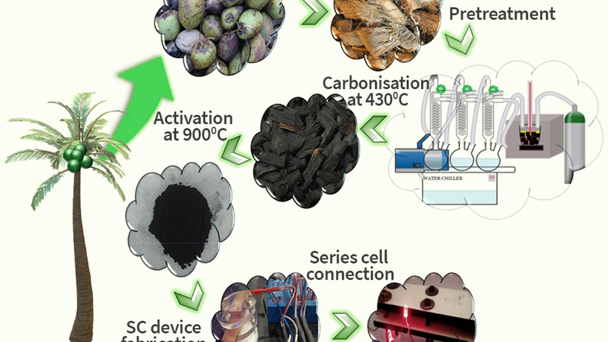 Researchers devise method to develop eco-friendly supercapacitors using activated carbon produced from coconut husks